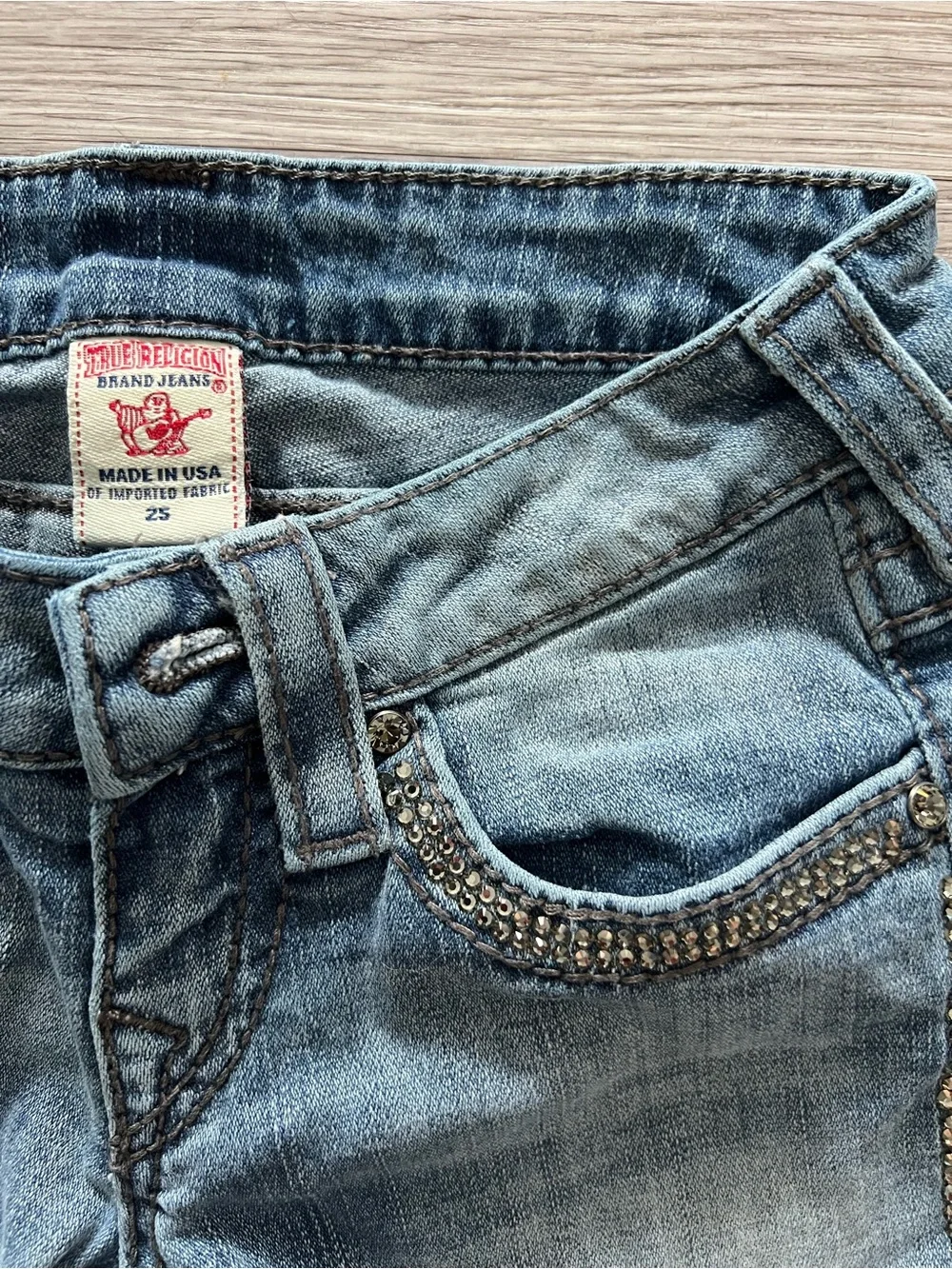 True Religion | Grey Swarovski Crystals Skinny Jeans | Size 25 | Rare